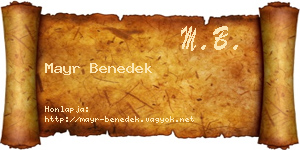 Mayr Benedek névjegykártya